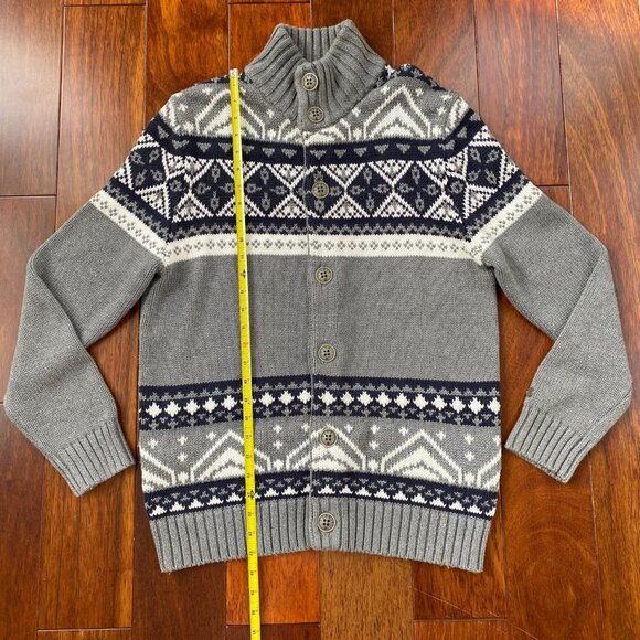 Esprit Mens Nordic Fair Isle Cardigan Aztec Western Gray Size L Vintage - Picture 12 of 12